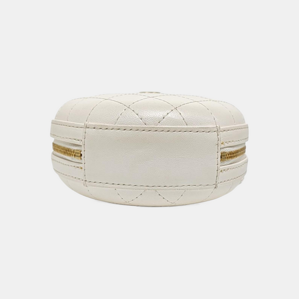 ROUND Quilted Lambskin White