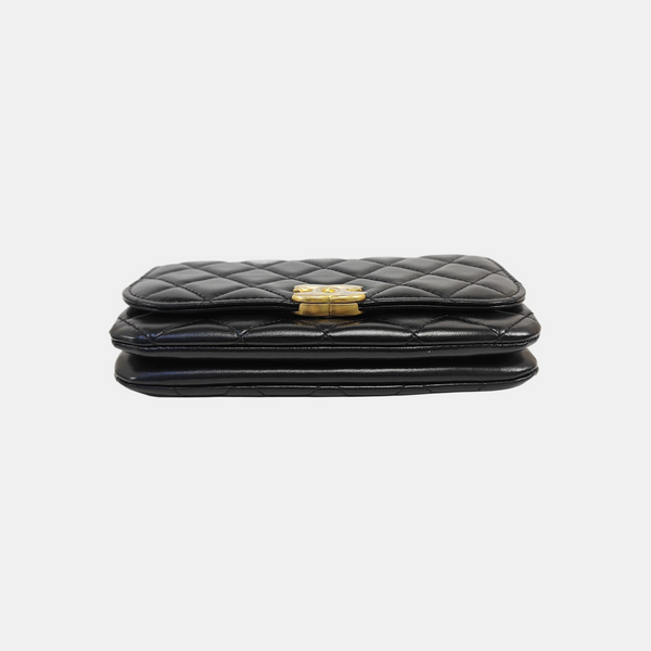 Quilted Lambskin Shoulder Bag Black