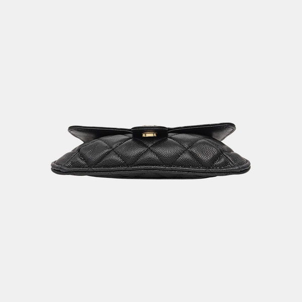 Quilted Grained Calfskin Shoulder Bag Black