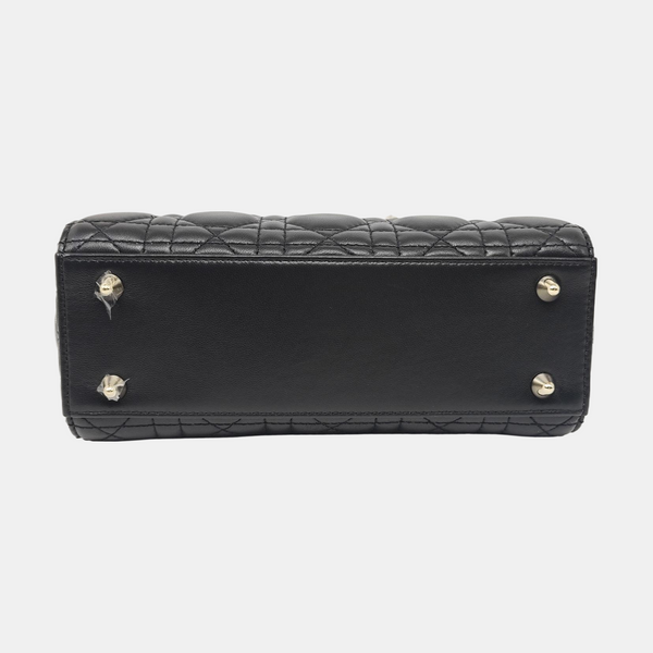 Lady Dior Small Cannage Silk Satin Black