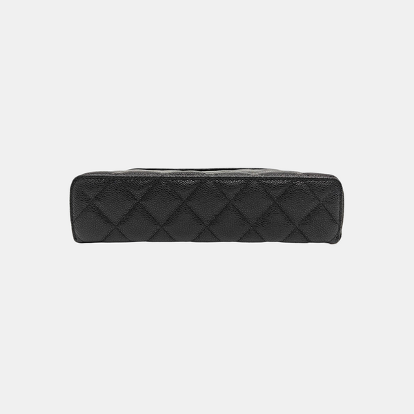 Quilted Grained Calfskin Shoulder Bag Black