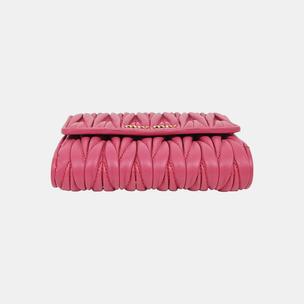 Matelassé Quilted Lambskin Red Card Holder