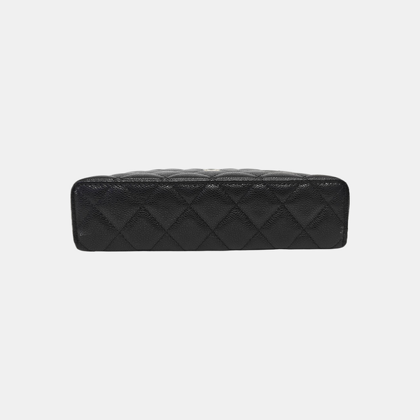 Quilted Grained Calfskin Shoulder Bag Black