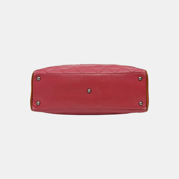 BOWLER Small Quilted Grained Calfskin Red