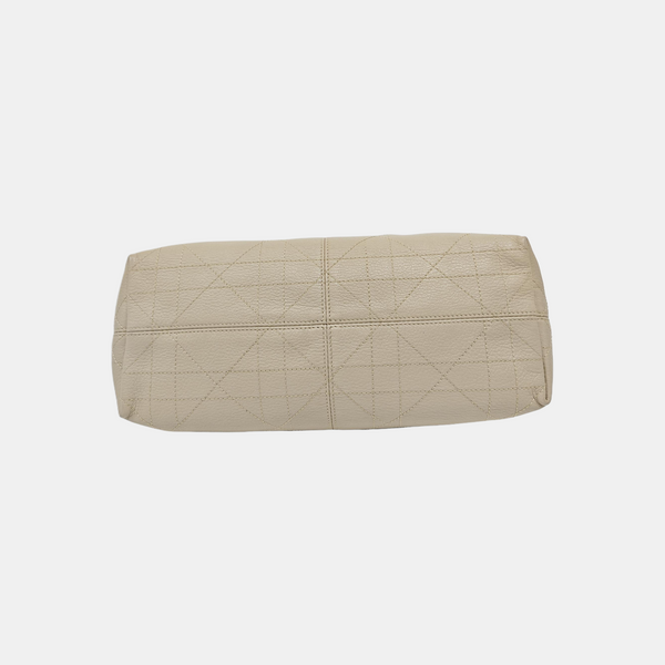 Cannage Calfskin Top Handle Bag Medium Beige