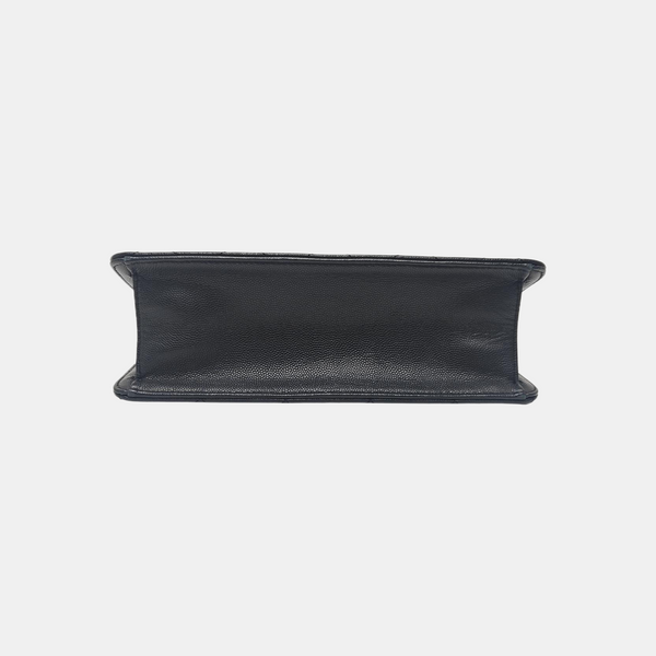 Quilted Grained Calfskin Shoulder Bag Black
