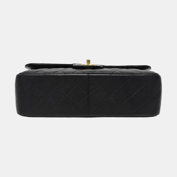 CLASSIC FLAP Jumbo Quilted Grained Calfskin Black