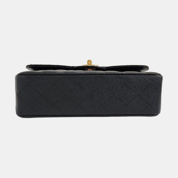 CLASSIC FLAP Small Quilted Grained Calfskin Black