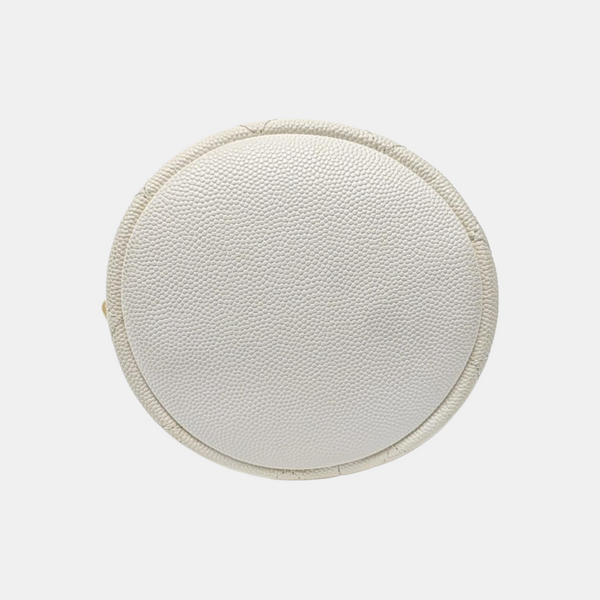 Quilted Grained Calfskin Shoulder Bag White