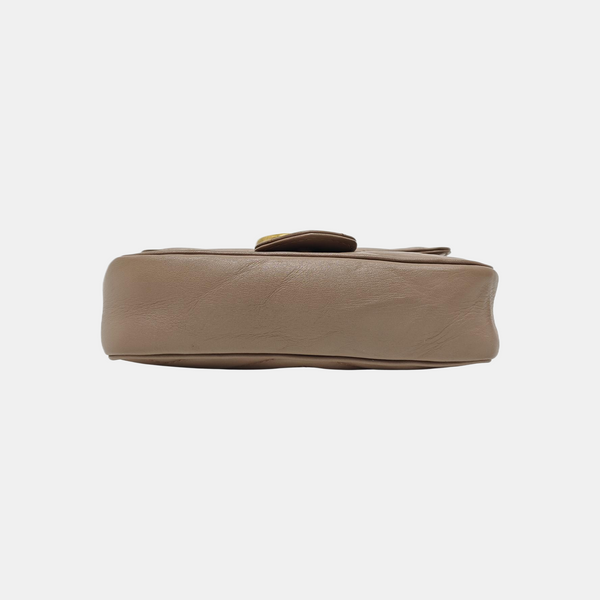 GG Marmont Mini Quilted Calfskin Beige