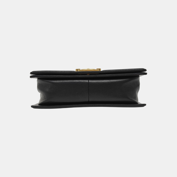BOY CHANEL Medium Quilted Grained Calfskin Black