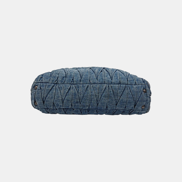 Quilted Denim Tote Bag Blue