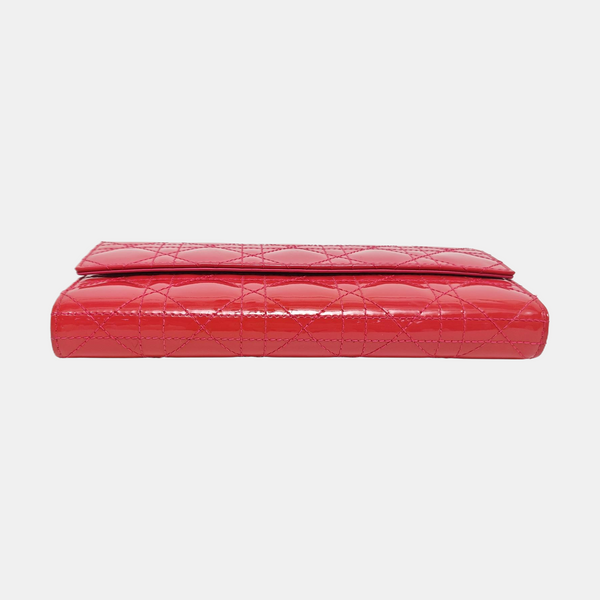 Lady Dior Small Cannage Patent Leather Red