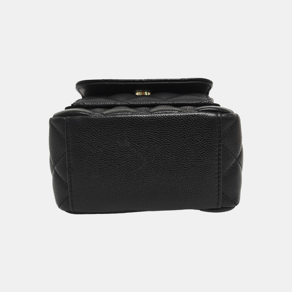 Quilted Grained Calfskin Backpack Mini Black