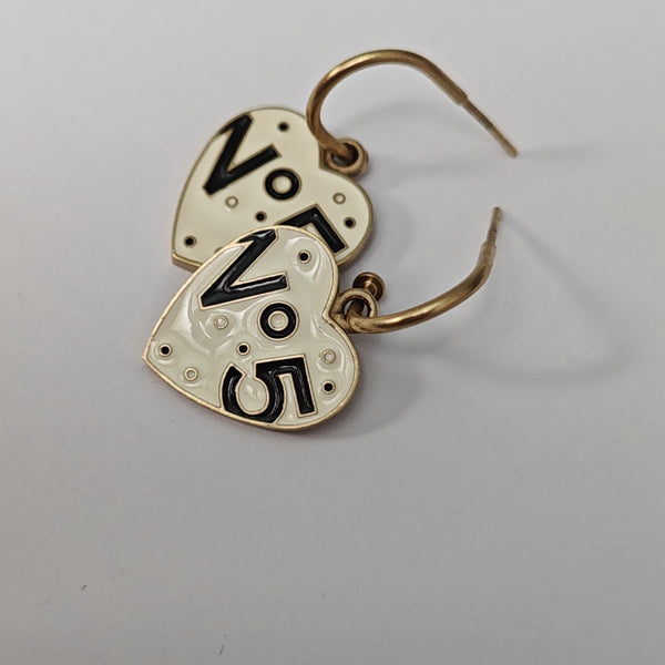 CC Logo Metal White Stud Earrings