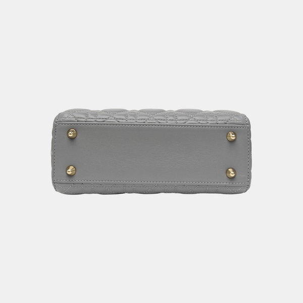 Lady Dior Small Cannage Lambskin Gray