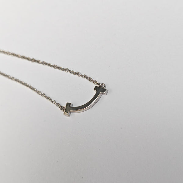 Tiffany T 18k White Gold Silver Necklace