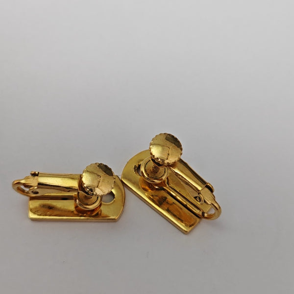 Metal Red Clip On Earrings