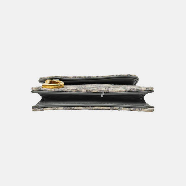Saddle Mini Oblique Fabric Gray Card Holder