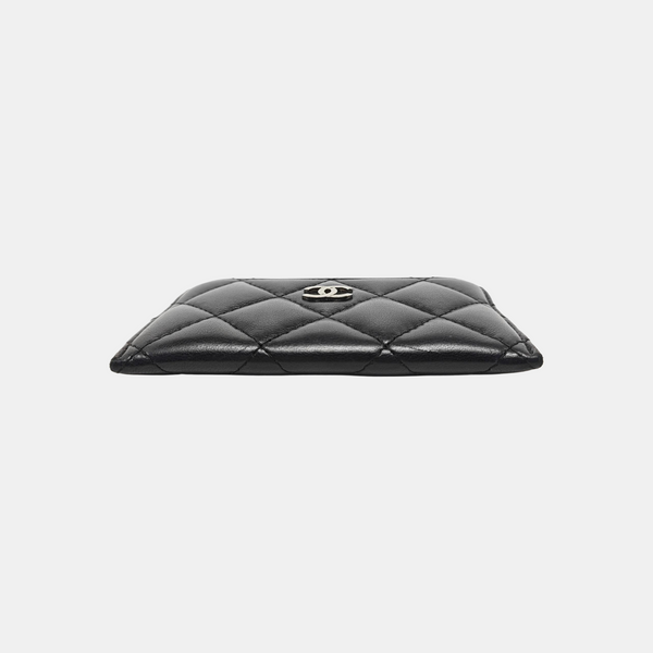 Quilted Lambskin Card Holder Black
