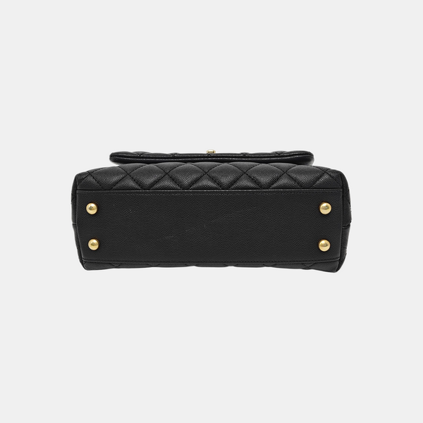 COCO HANDLE Small Quilted Grained Calfskin Black