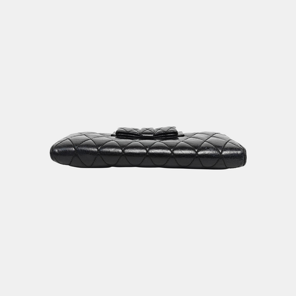 Zipper Wallet Quilted Lambskin Black Wallet