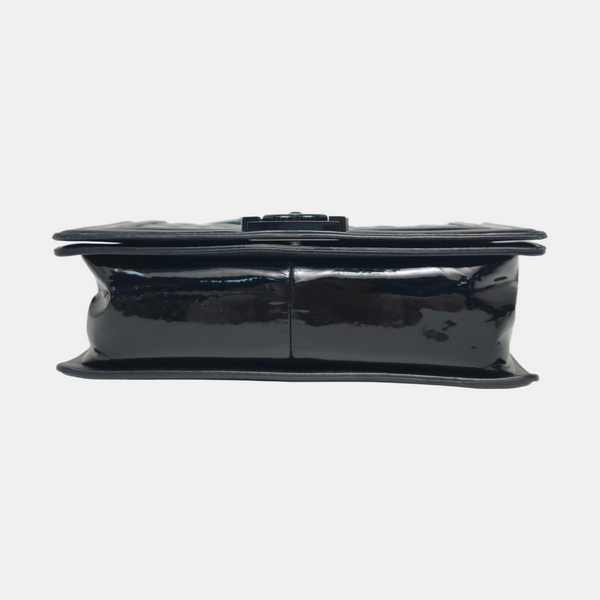 BOY CHANEL Medium Quilted Patent Leather Black