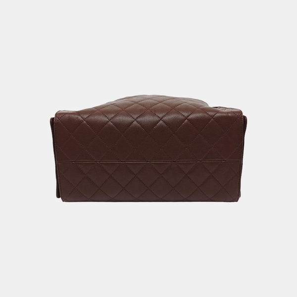 CHANEL 25 Medium Quilted Grained Calfskin Brown