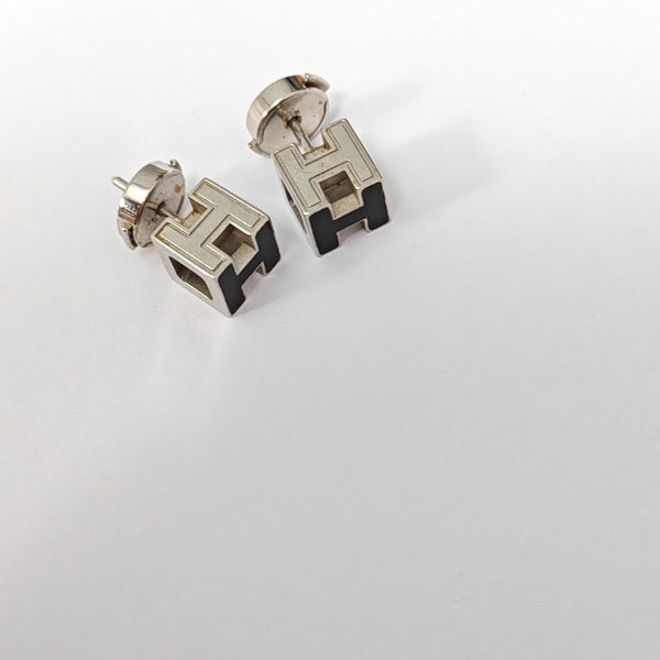 Cage D'h Metal Black Stud Earrings