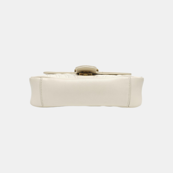 GG Marmont Small Quilted Calfskin White