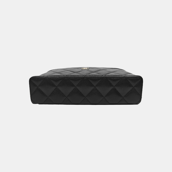 Quilted Grained Calfskin Shoulder Bag Black