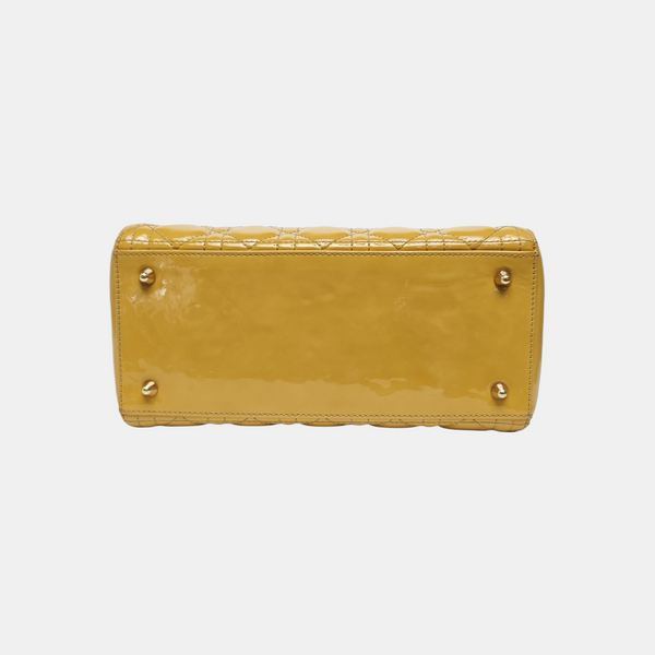 Lady Dior Medium Cannage Patent Leather Yellow