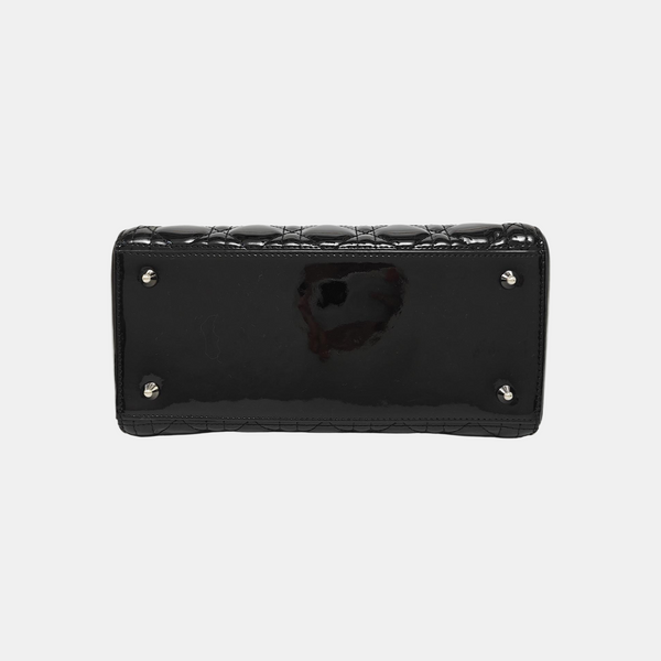 Lady Dior Medium Cannage Patent Leather Black