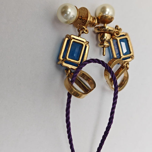 Synthetic Crystal Gold Stud Earrings