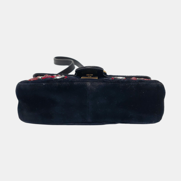 GG Marmont Small Quilted Velvet Black