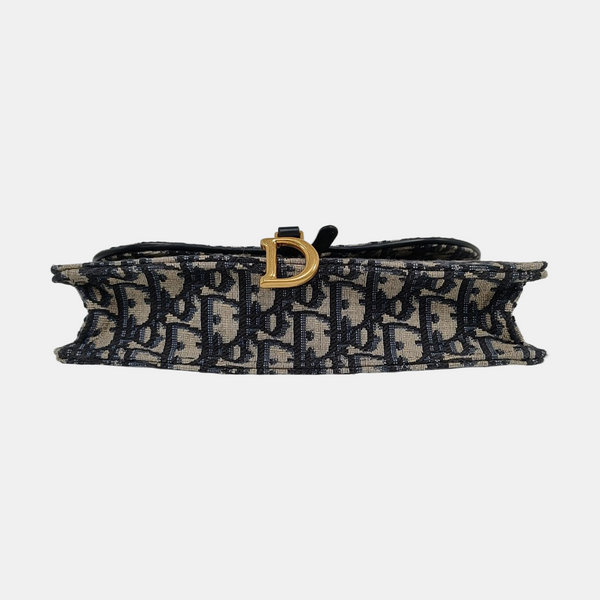 Authenticated pre-owned Saddle Medium Oblique Canvas Blue - Shoulder Bag at Looply