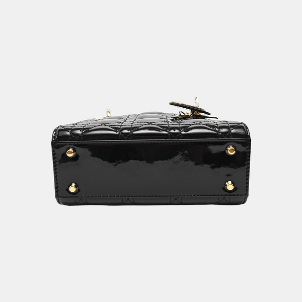 Lady Dior Mini Cannage Patent Leather Black
