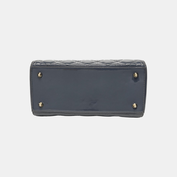 Lady Dior Medium Cannage Patent Leather Blue