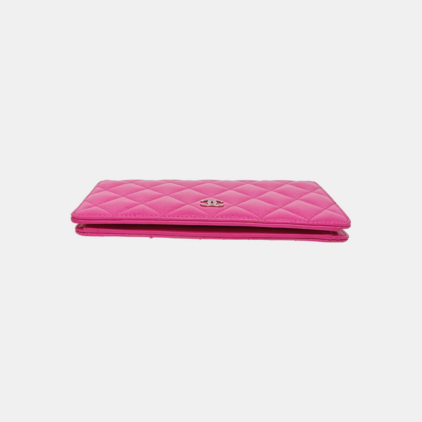 Quilted Grained Calfskin Wallet Pink