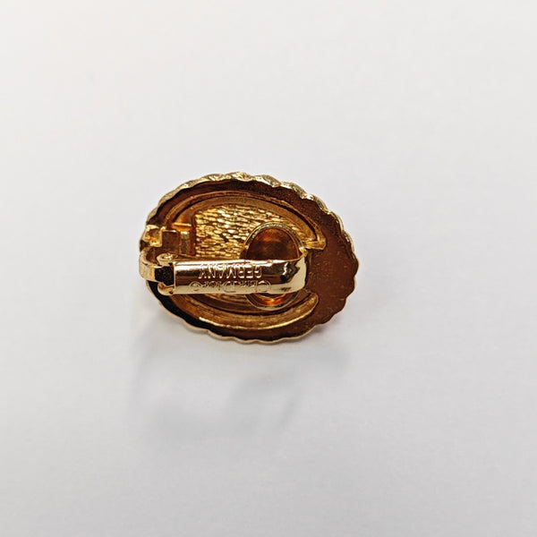 Twist Round Metal Gold Clip On Earrings