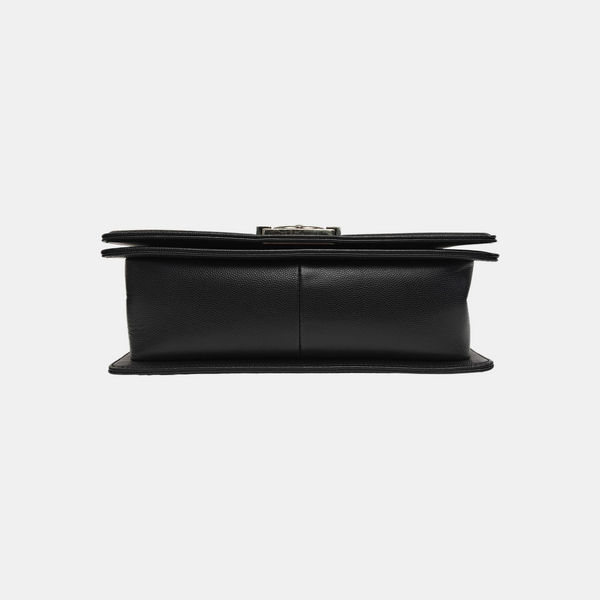 BOY CHANEL Medium Quilted Grained Calfskin Black