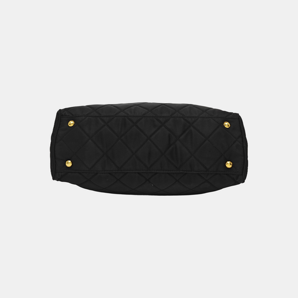 Quilted Nylon Shoulder Bag Black