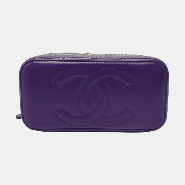VANITY CASE Small Quilted Calfskin Purple