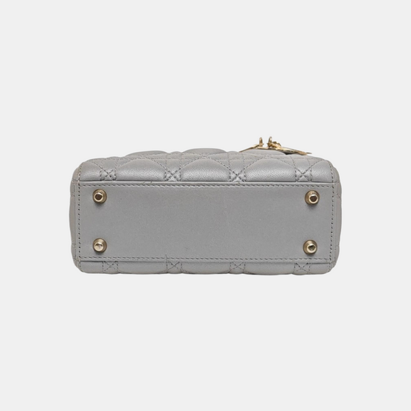 Lady Dior Mini Cannage Lambskin Gray