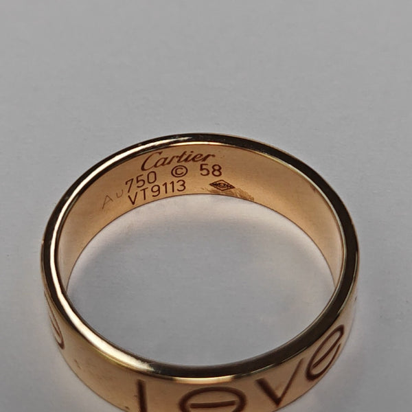 LOVE 18k Rose Gold Ring EU 58