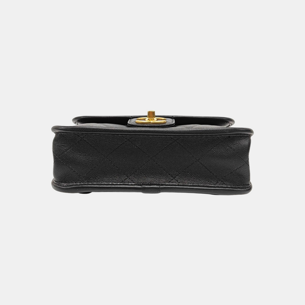 Quilted Grained Calfskin Backpack Black