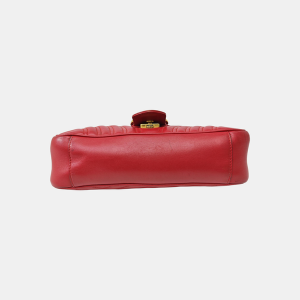 GG Marmont Medium Quilted Calfskin Red