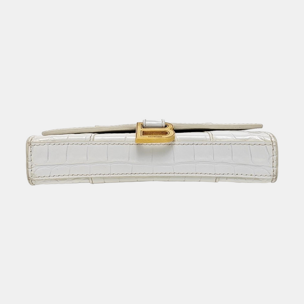 Hourglass Wallet On Chain Mini Calfskin White
