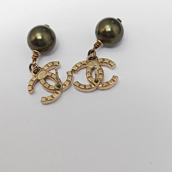 CC Logo Metal Gold Stud Earrings