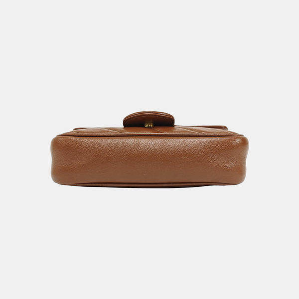 GG Marmont Mini Quilted Calfskin Brown